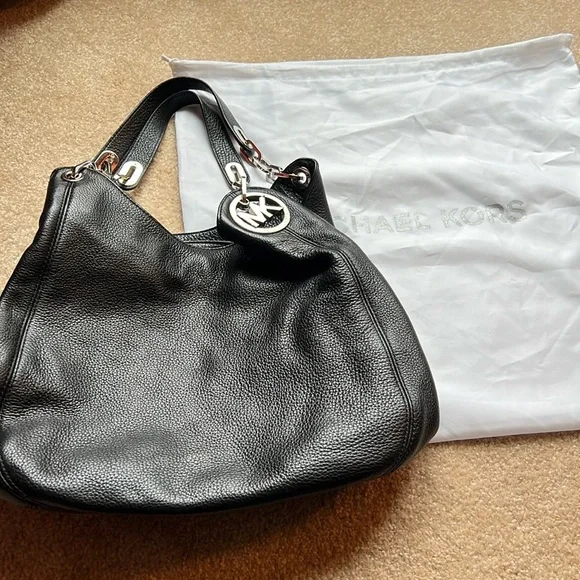 Hold for Oceanwhisperz Michael Kors Black Shoulder Bag with Silver Accents - Picture 2 of 13